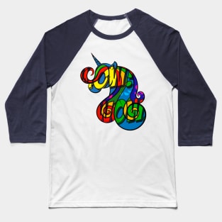 Colorful Unicorn Icon Baseball T-Shirt